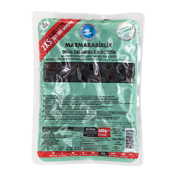 Marmara Birlik Doğal Salamura Siyah Zeytin (351-380 Ad/kg) 500 Gr