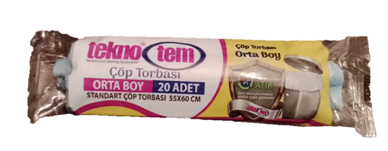 Teknotem Orta Boy Standart Çöp Poşeti Mavi 55X60 20 Adet