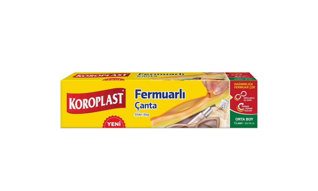 Koroplast Fermuarlı Çanta Orta Boy 20X18 Cm 12 Adet