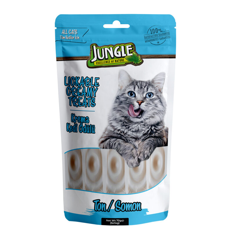 Kedi Ödül Maması Jungle Cream Ton ve Somon Sıvı 5x14 gr