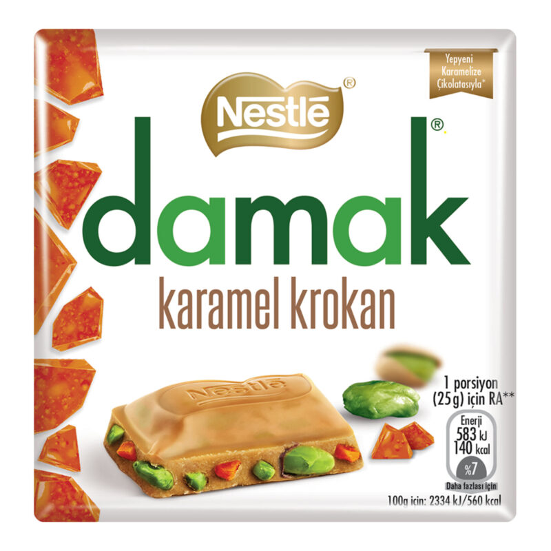 Nestle Damak Antep Fıstıklı Karamel Krokan Kare Çikolata 60 gr