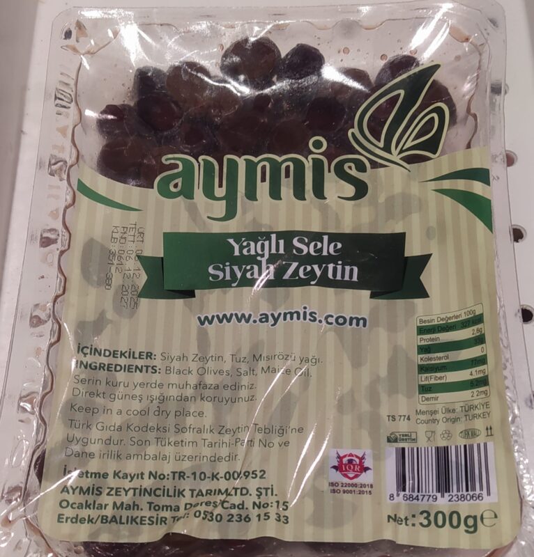 Aymis Yağlı Sele Siyah Zeytin 300 gr