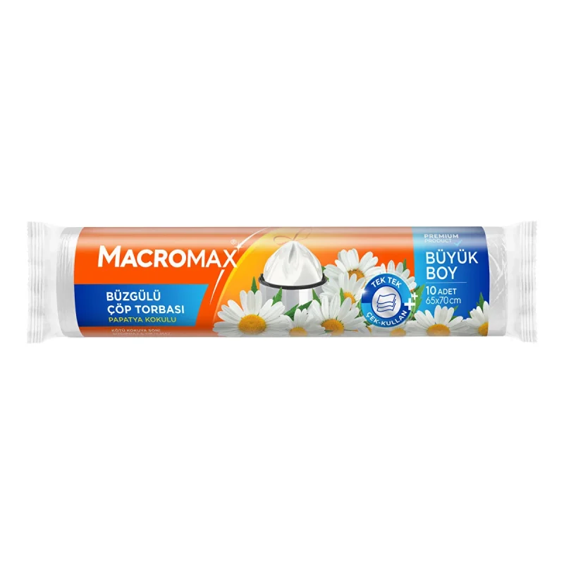 Macromax Papatya Kokulu Büzgülü Çöp Torbası Büyük Boy 10'lu